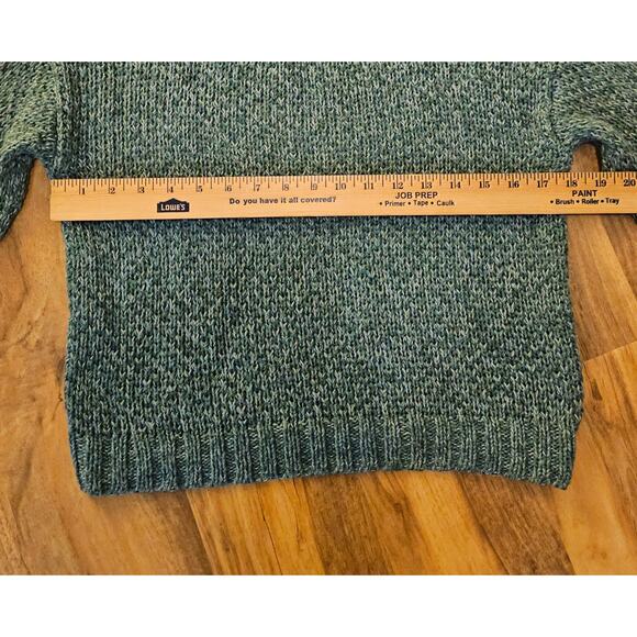 Peruvian Connection SzSm Green n White freckles mixed Cotton Sweater pullon top - Picture 6 of 13